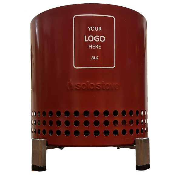 Branded Solo Stove Mesa XL in Red with "Your Logo Here" laser engraved