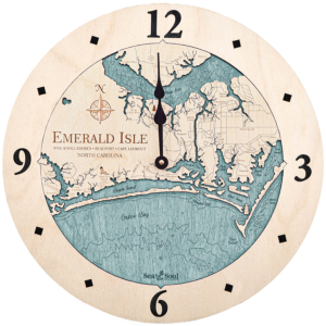 12 in nautical map wall clock featuring emerald isle