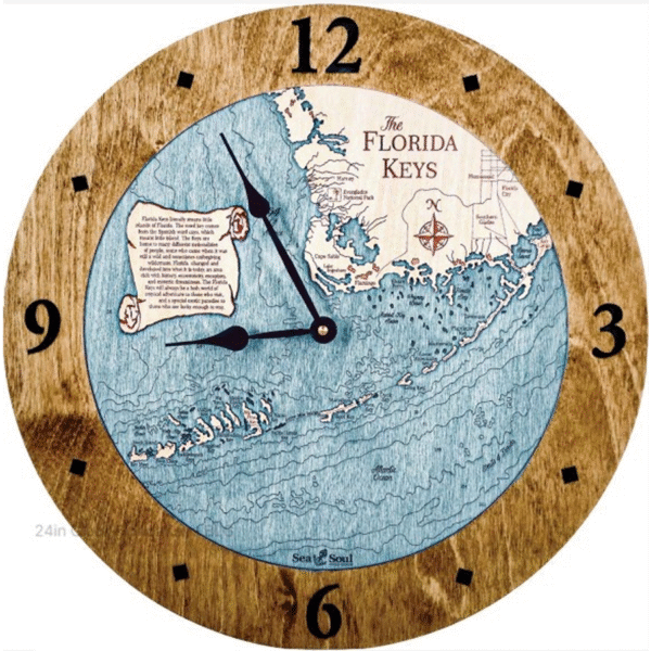 24in custom map clock featuring florida keys