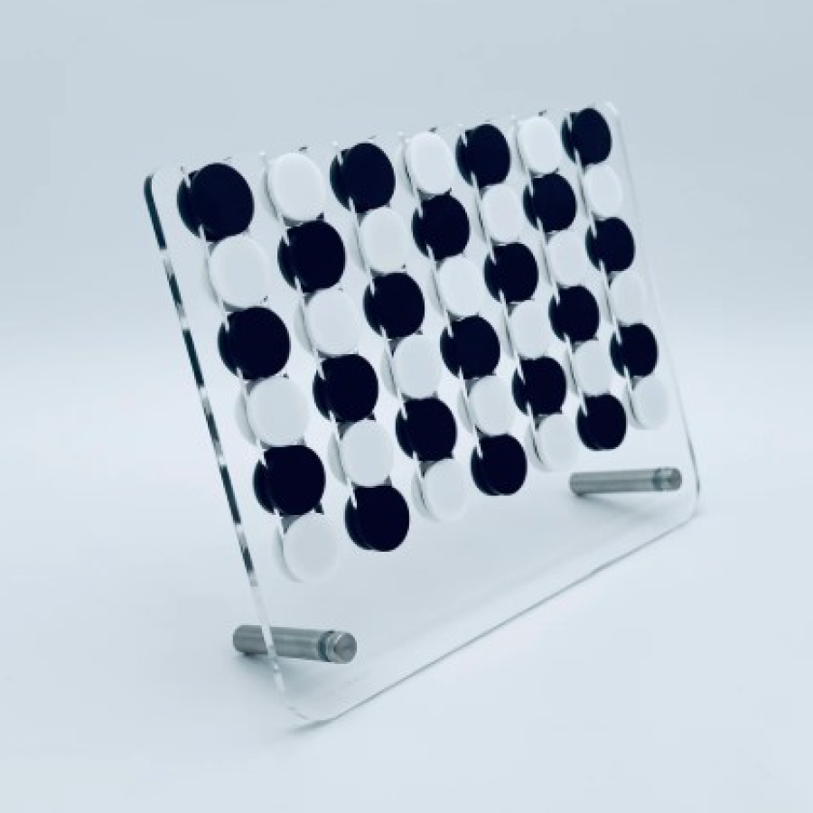 Connect 4 Clear Board with Black and White Pieces
