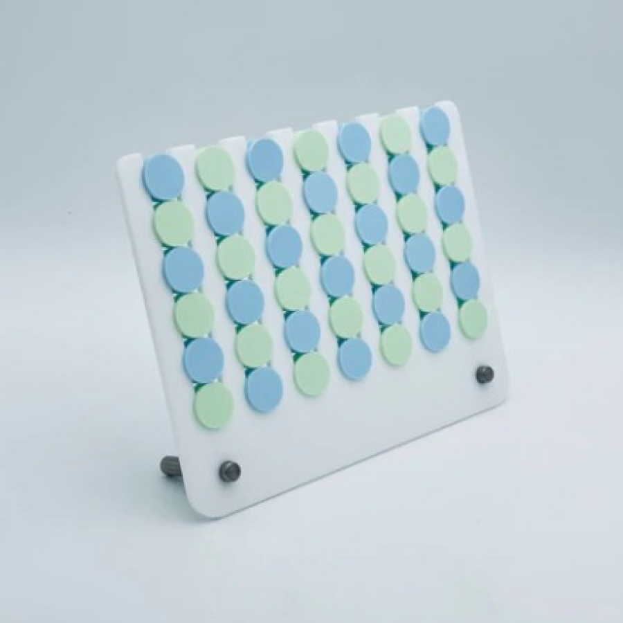 Connect Four White Board with Pastel Blue and Green Pieces