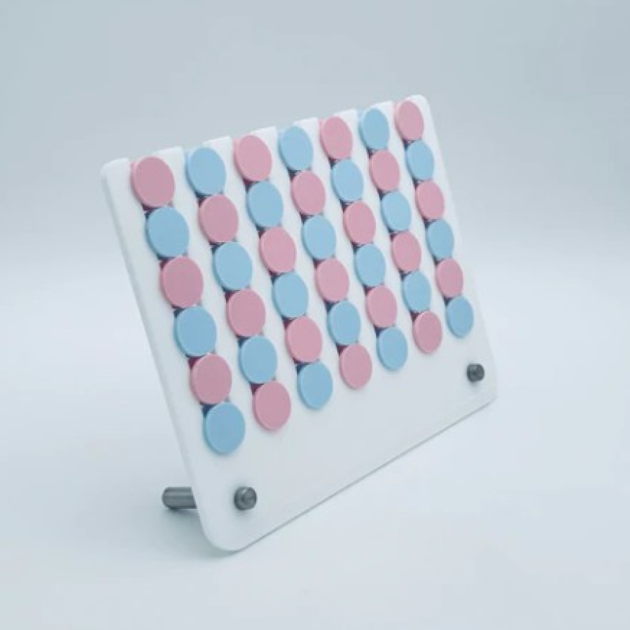 Connect Four White Board with Pastel Pink and Blue Pieces