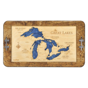 nautical map serving tray featuring great lakes