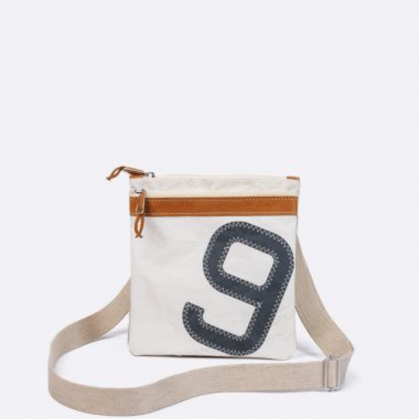 recycled sailcloth travel cross body bag with number 9