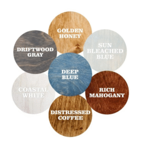 tray stain color options with deep blue water