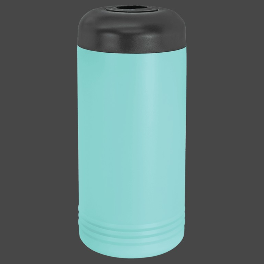 teal wine chiller on dark background