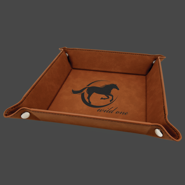 Rawhide 6x6 valet tray with black logo