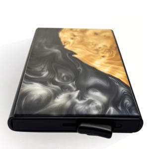 Resin and wood wallet in black and wood color combination