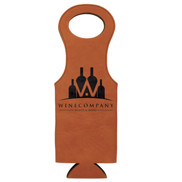 Rawhide leatherette wine bag with black logo