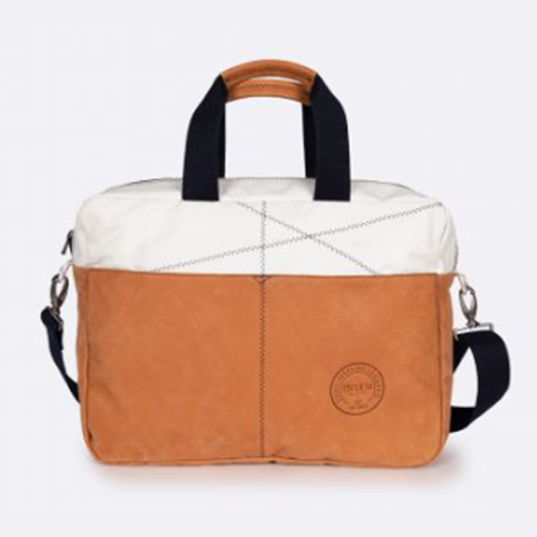 recycled sailcloth briefcase back view