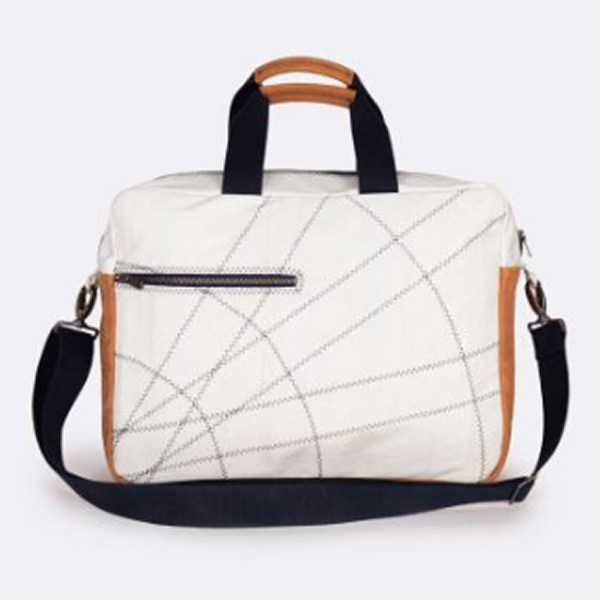 Recycled sailcloth briefcase front view