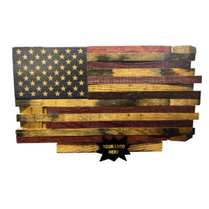 Barrel Wood American Flag on Wooden Stand