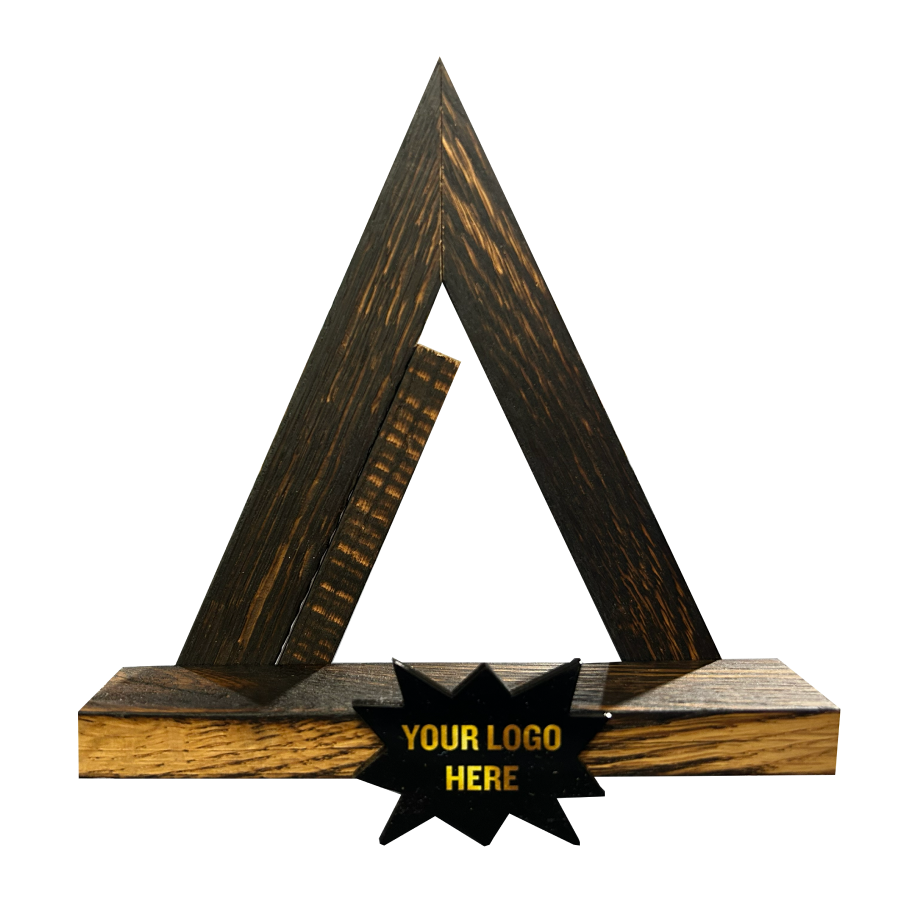 Barrel wood stand with placard for American flag