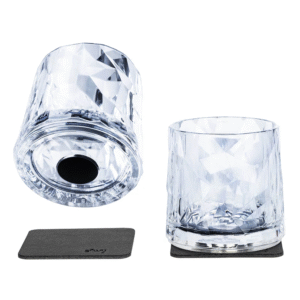 Set of Magnetic Plastic Tumblers with metal coaster