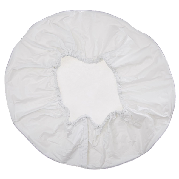 Spare tire cover in white shown from back