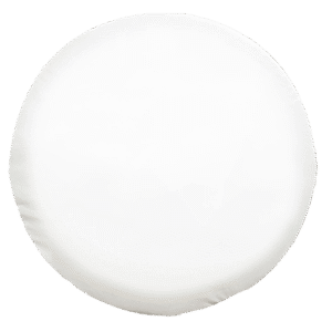 Spare Tire Cover in White shown from front with tire in cover