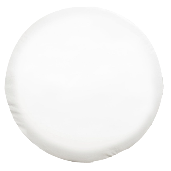 Spare Tire Cover in White shown from front with tire in cover