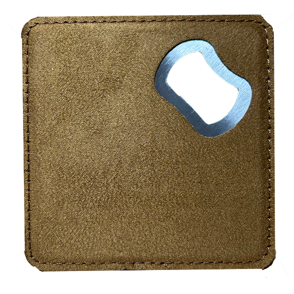 Backside of coaster with bottle opener that is not laser engraved
