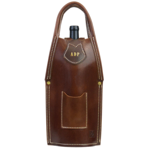 Single Barrel Leather Wine Tote Front View