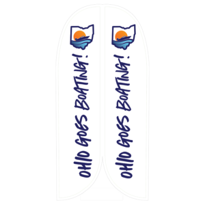 12 Foot feather Flag with Ohio Goes Boating Text