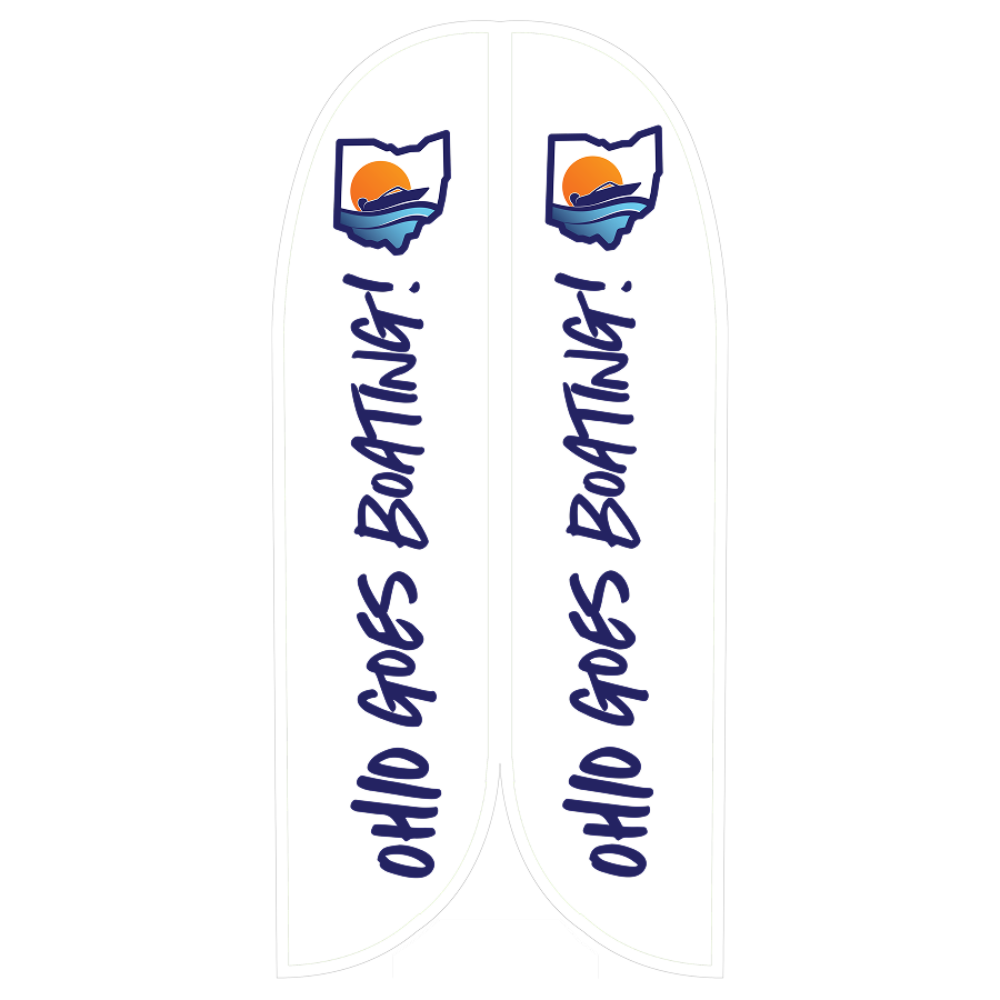 15 Foot feather Flag with Ohio Goes Boating Text