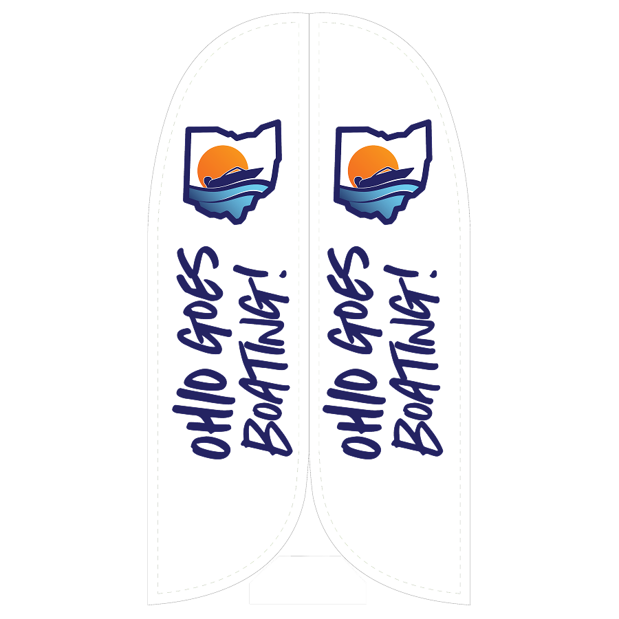 9 Foot feather Flag with Ohio Goes Boating Text